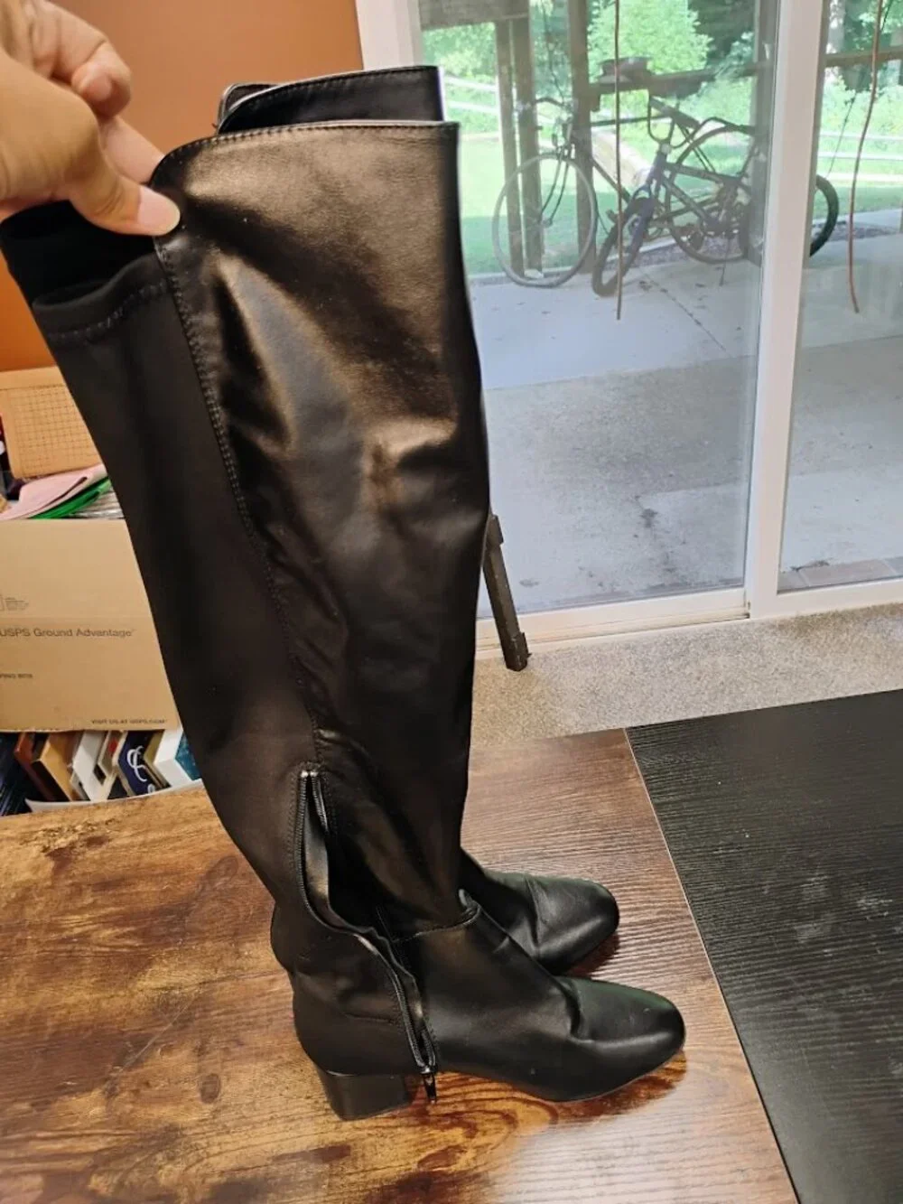 Rouge Helium Black Stretch Wide Calf Boots 9